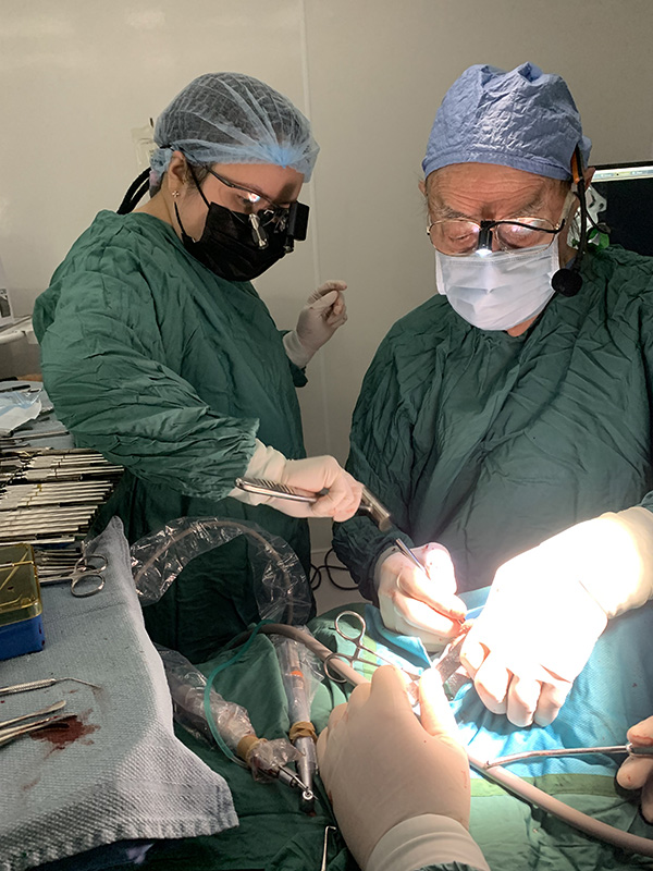 希尔特·塔图姆医生和学生在指导手术
