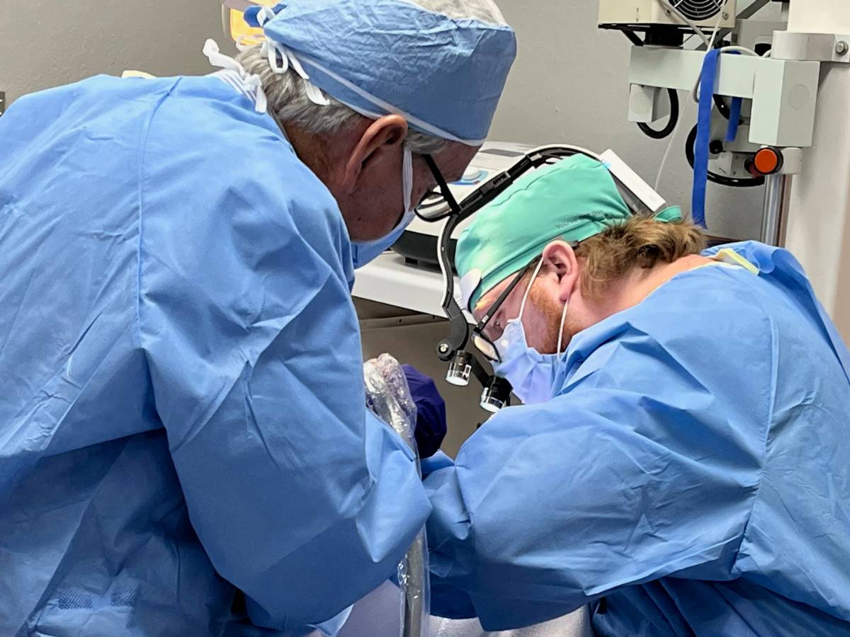 JU综合口腔种植指导员和住院医生正在为病人做手术
