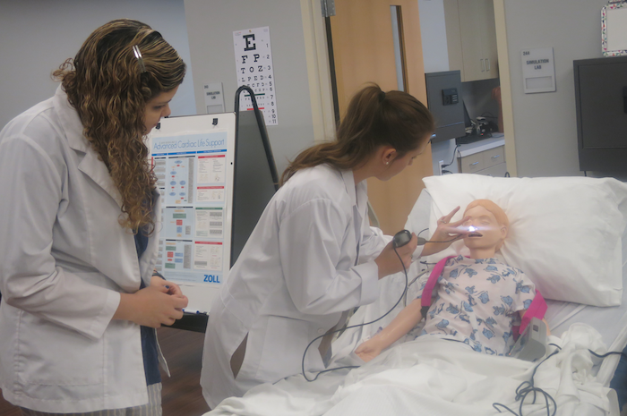 护理学生用医用人体模型测试插管方法。